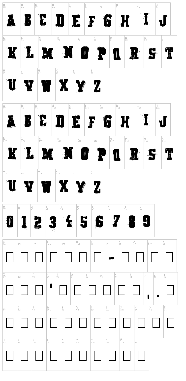 Secret Agency font map